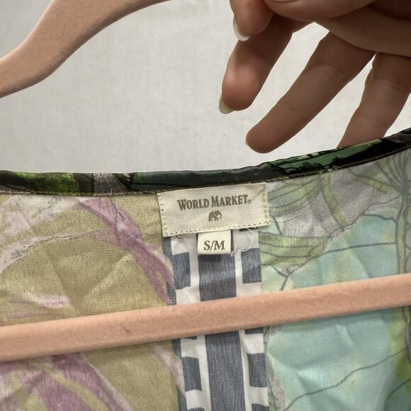 World Market Dress Womens Small Medium Multicolor Floral Kimono Caftan Maxi - Picture 2 of 8